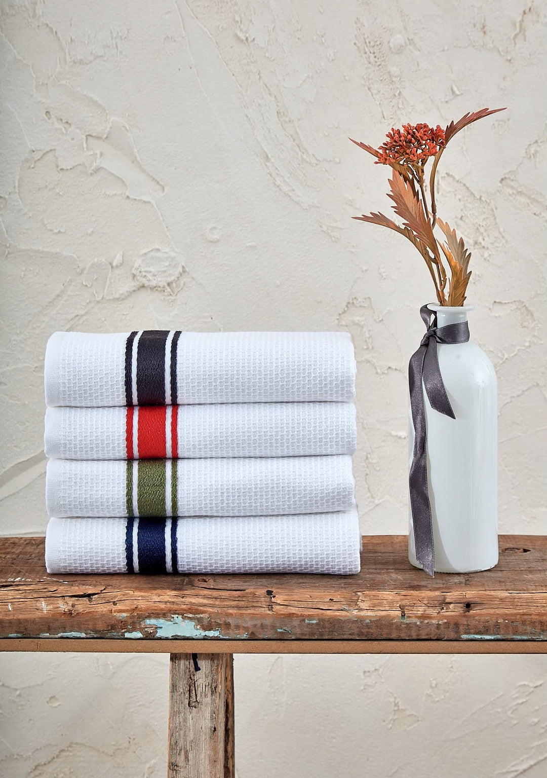 Stripe Kitchen Towel - White